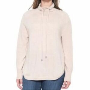 Cynthia Rowley 100% Merino Woom Beige Drawstring Sweater
